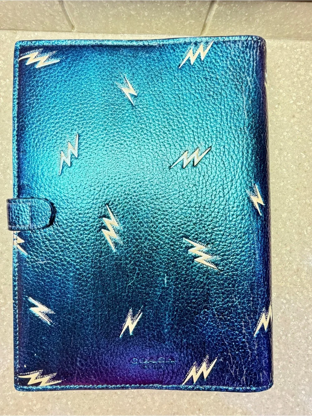 Coach Metallic Blue Lightning Snap Folio Case